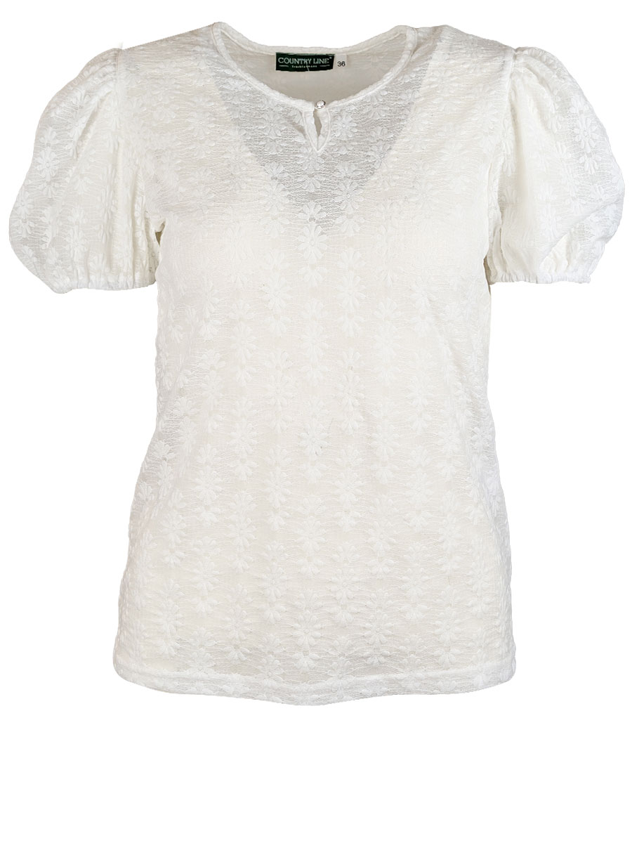 Country Line Spitzenbluse, creme, Puffarm #1