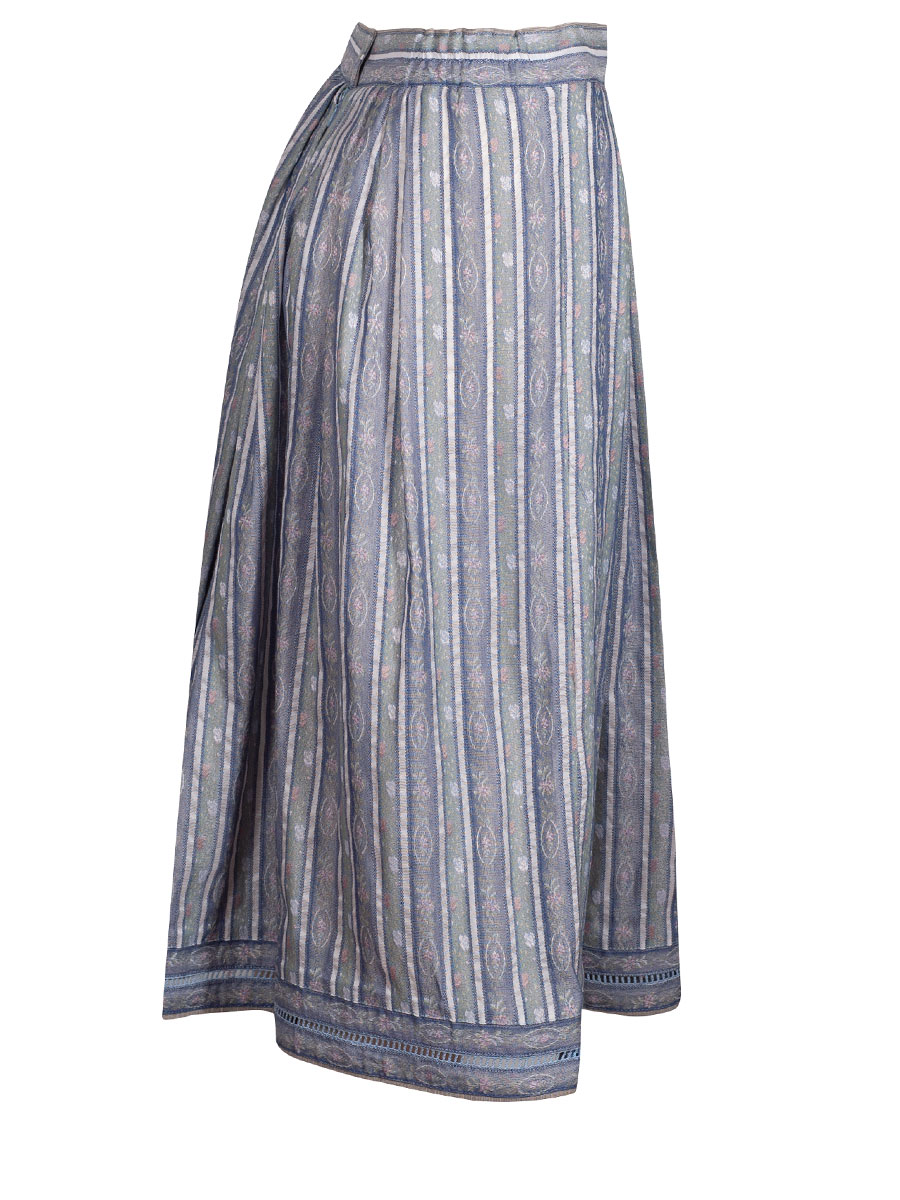 Country Line Faltenrock, rauchblau, Blumenmuster gewebt #3