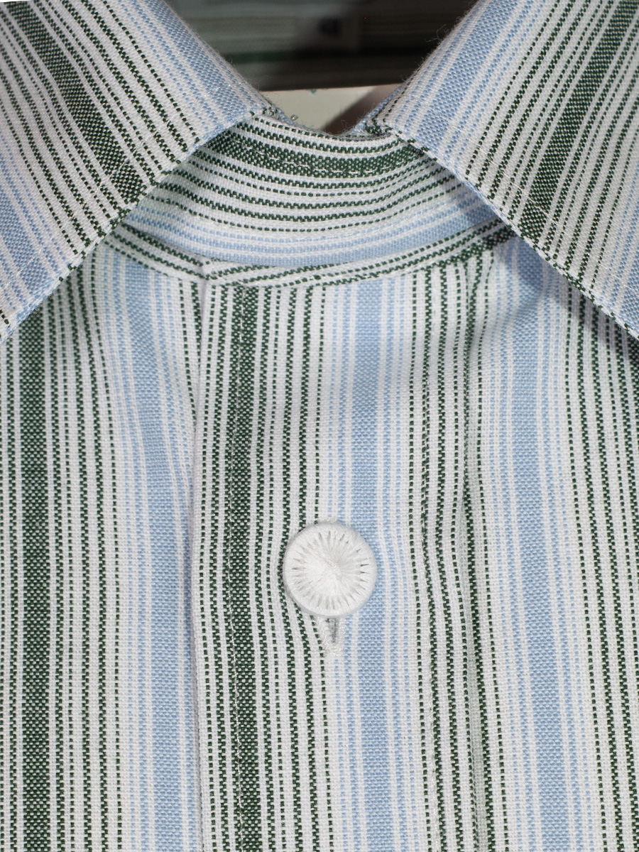 Waldorff Trachtenhemd blau-grün, gestreift, Pfoad, Liegekragen #2