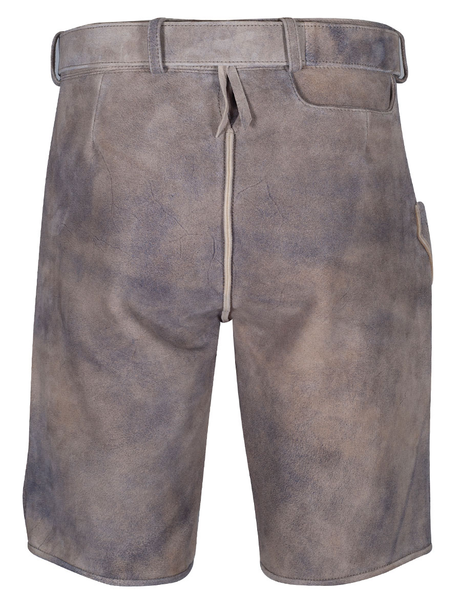 Feli und Hans kurze Lederhose Louis, greige, mit Gürtel, Ziegenvelour #2