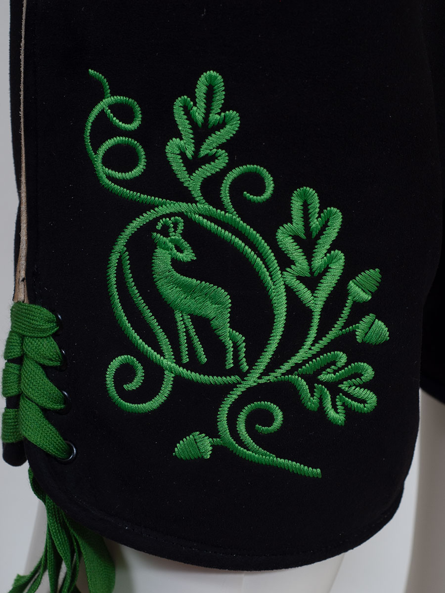 hausg´macht Lederhose Originaltracht, Schliersee, Handstick-Optik, Hirsch, hellgrün #5