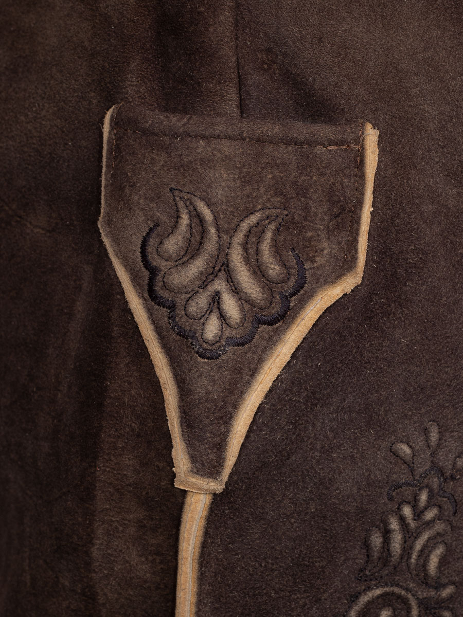 Weinbauer Kurze Lederhose Alois, ahorn, schwarze Stickerei, Ziegenvelour #5