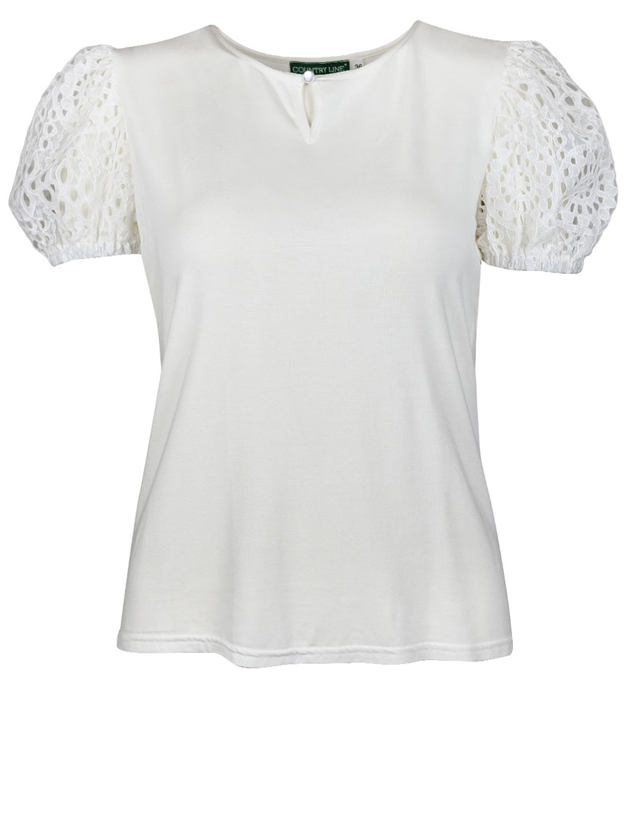Country Line Shirtbluse, creme, Puffarm #1