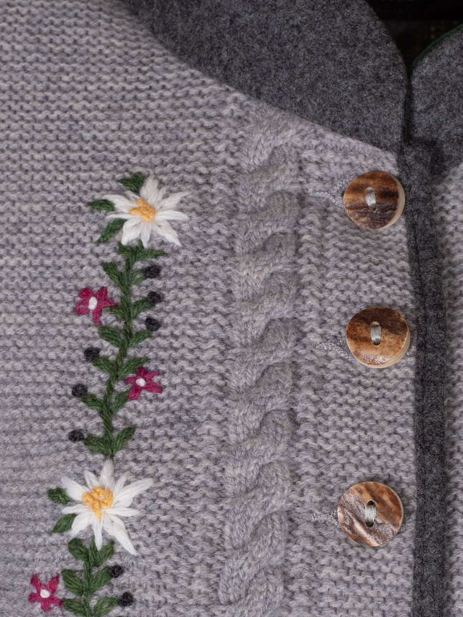 hausg'macht Strickjacke Römerberg, grau, handbestickt #2