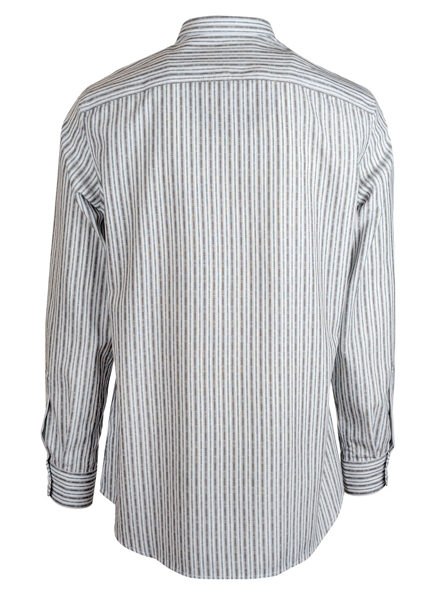 Arzberger Herrenhemd, grün-braun, gestreift, Liegekragen, Pfoad #3