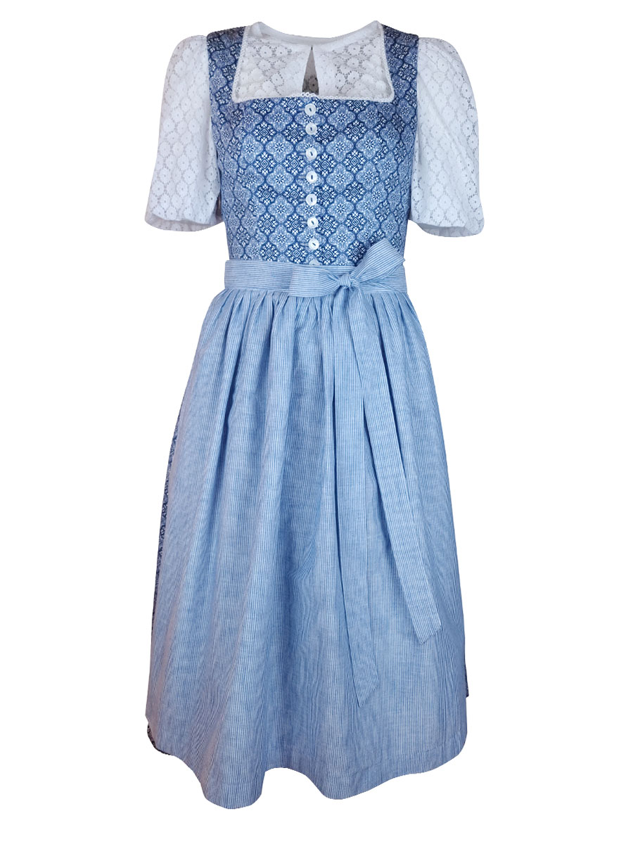 Berwin & Wolff Dirndl, blau, gemustert, 80lg #1