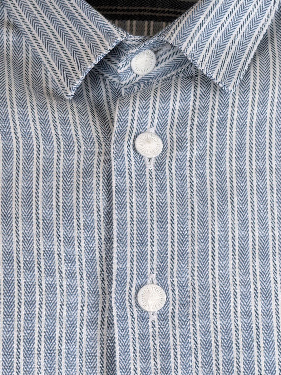 Arzberger Herrenhemd, blau-grau, gestreift, Liegekragen, Pfoad #2