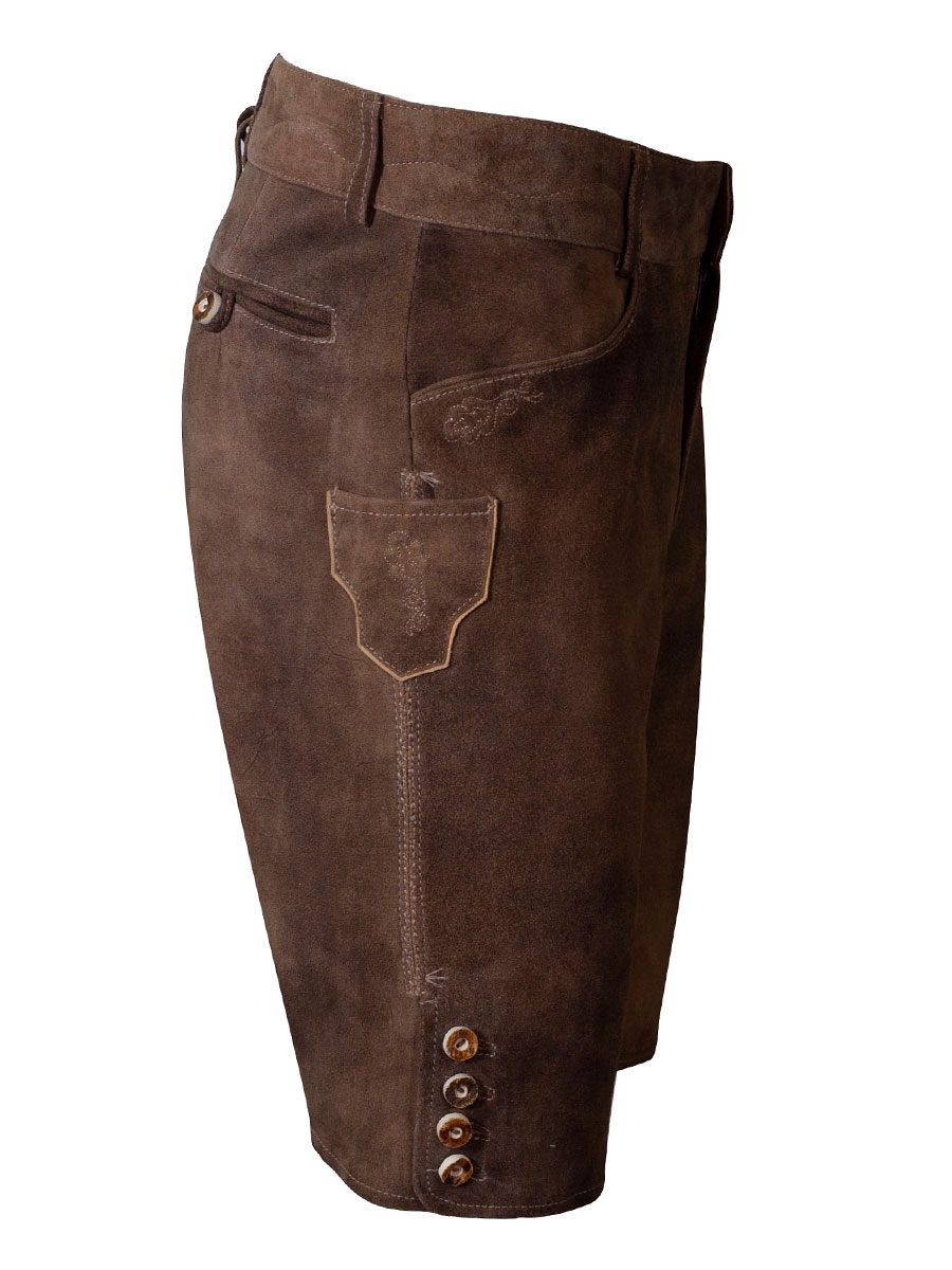 Spieth & Wensky Kurze Lederhose Pio, schotterbraun, Ziegenvelour #2