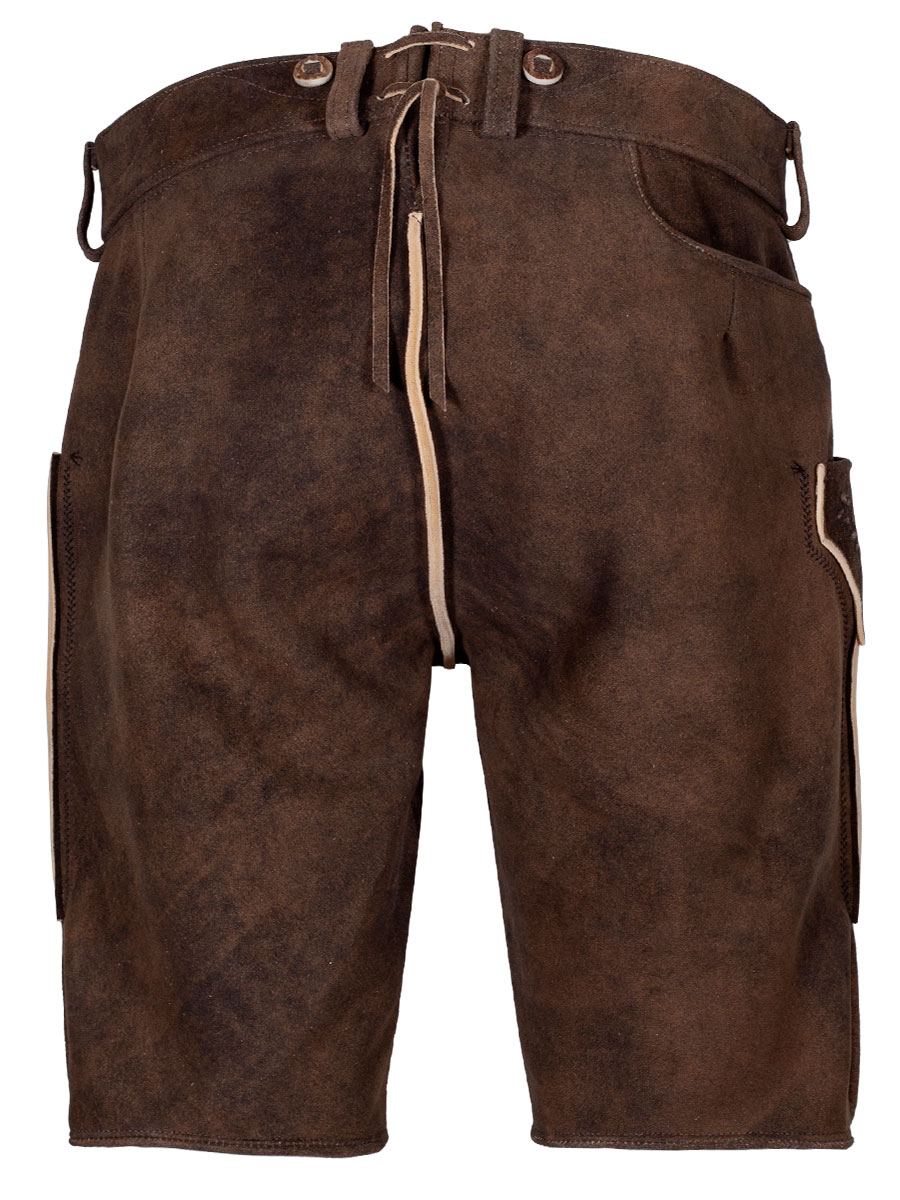 Kurze Lederhose Maximus, zirbel, moosgrüner Stick, sämisch Hirsch #3