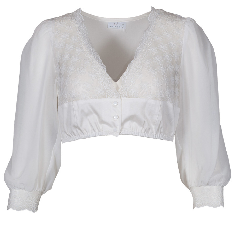 Waldorff Dirndlbluse creme, 3/4-Arm, Spitze #1