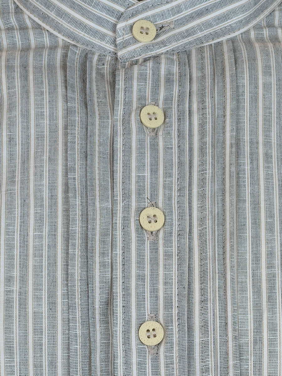 Orbis Trachtenhemd mittelbeige, gestreift, Stehkragen, Pfoad #2