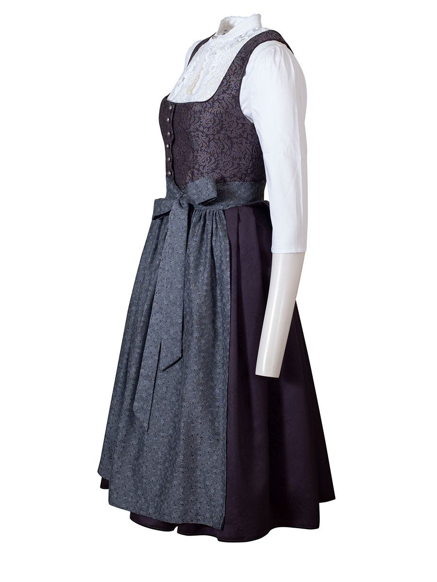 Anno Domini Dirndl Mathilde, grau-schwarz, mit Schoßerl, elegant, 70cm #2