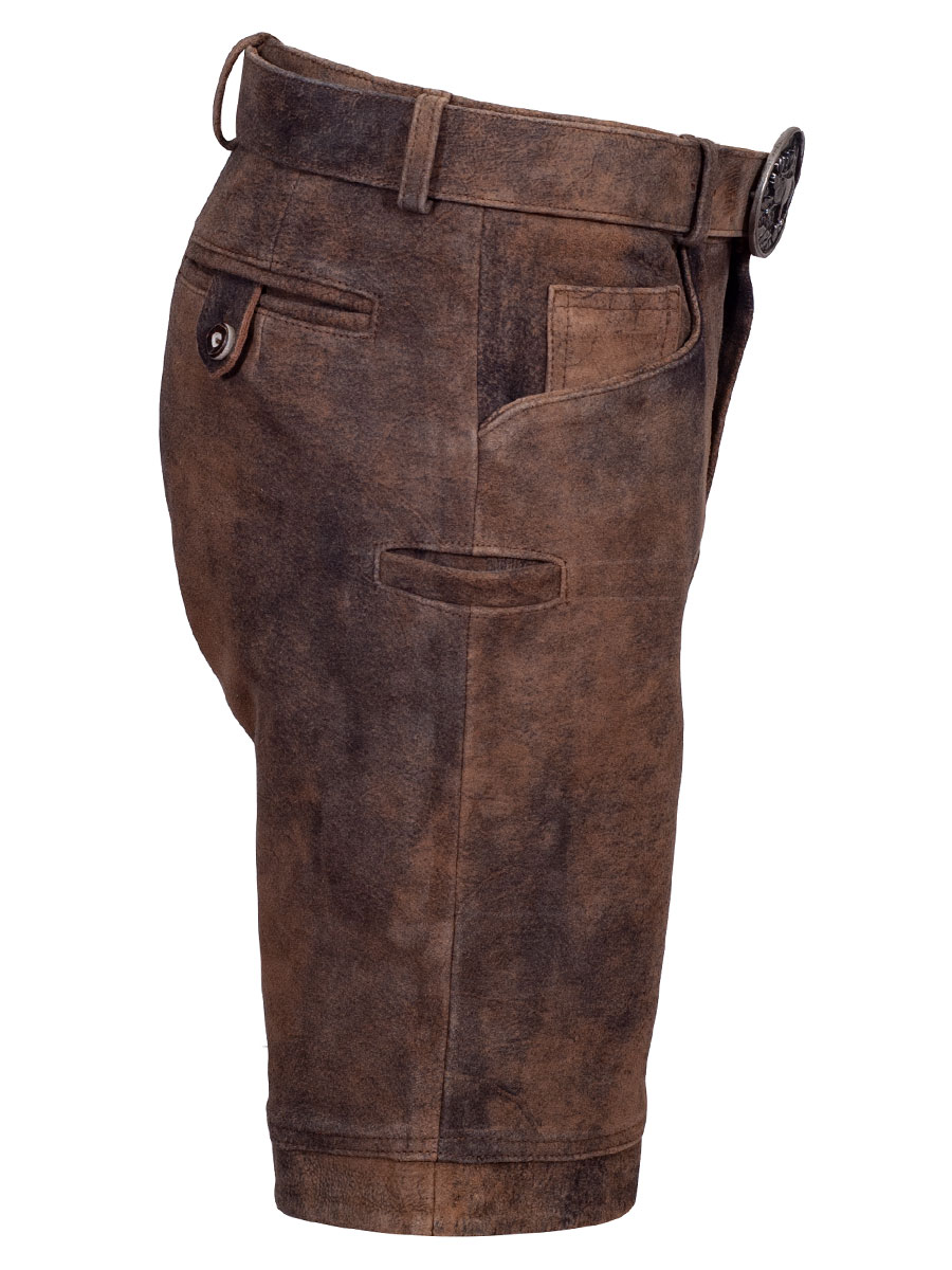 Schloß Orth kurze Lederhose Pilsach, rinde used, Wildbock, mit Gürtel #2