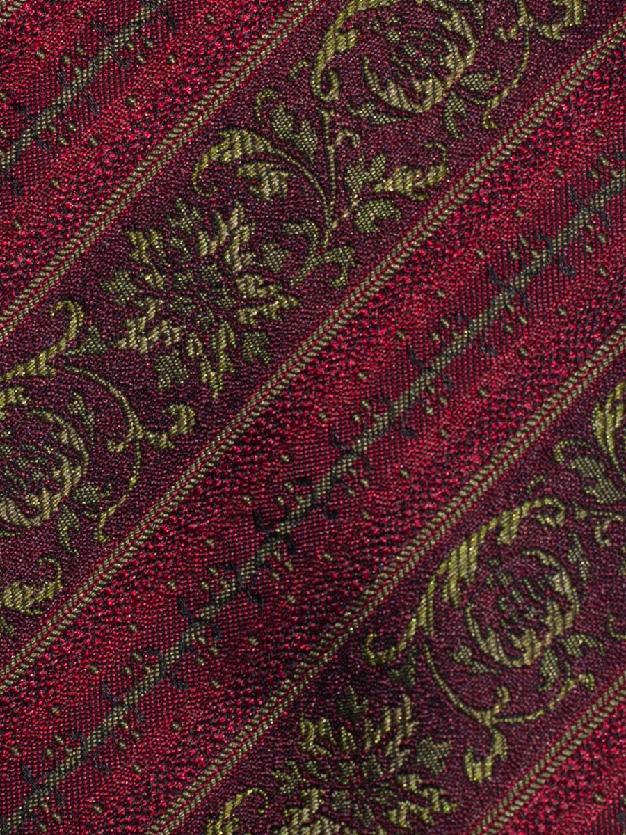 Steiner Luise Seidenkrawatte K527, rot-oliv, Streifen und Blumen #2