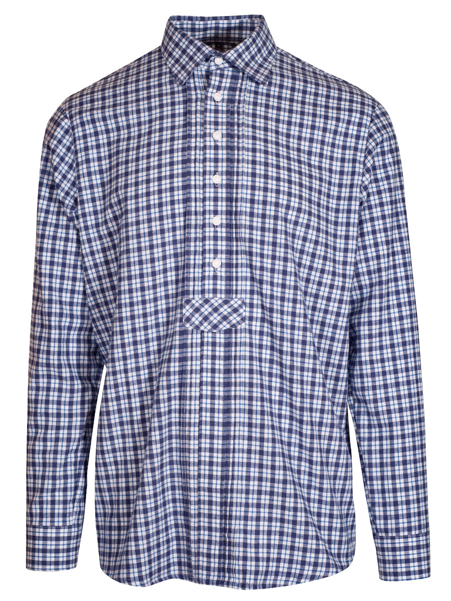 Orbis Flanellhemd, Pfoad, marineblau, kariert, Liegekragen #1