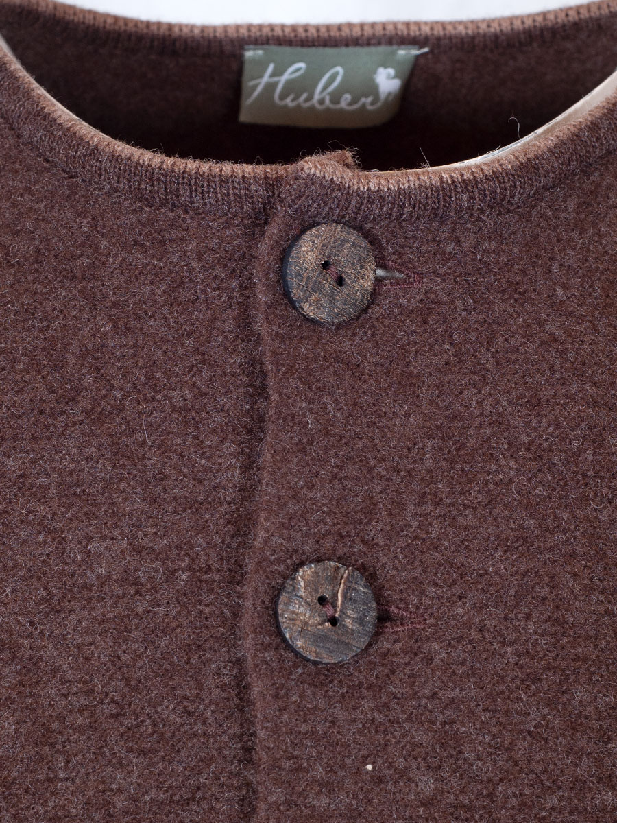 Huber Strickjanker Fred, braun, Einfassung in beige #4