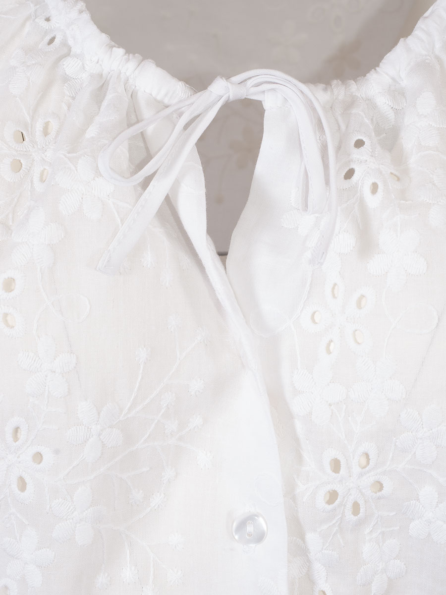 Berwin & Wolff Miederbluse, weiß, Kurzarm, Lochmuster, Schleife #5