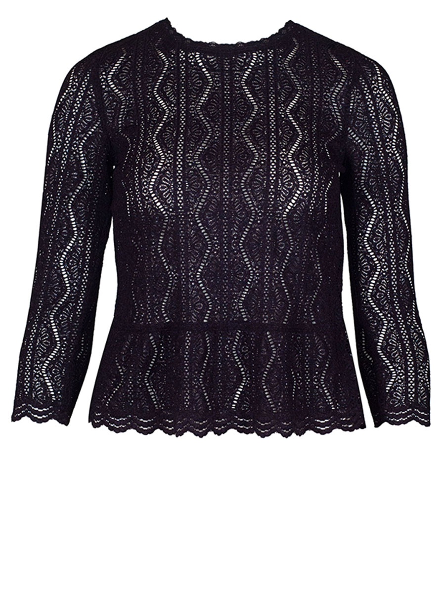 Waldorff Damenshirt, Spitzenshirt mit leichtem Schoßerl, schwarz #1