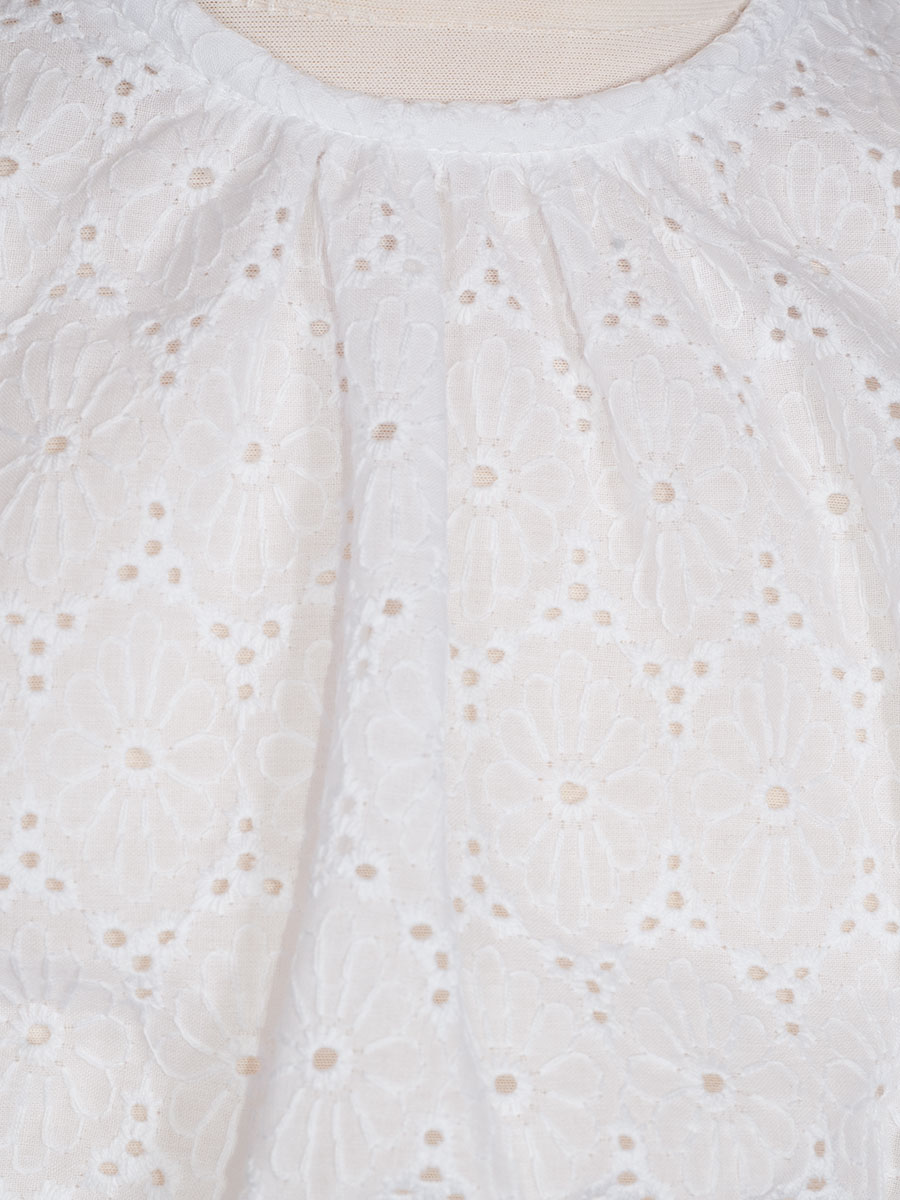 Waldorff Dirndlbluse, Mädchen, weiß, Lochmuster #3