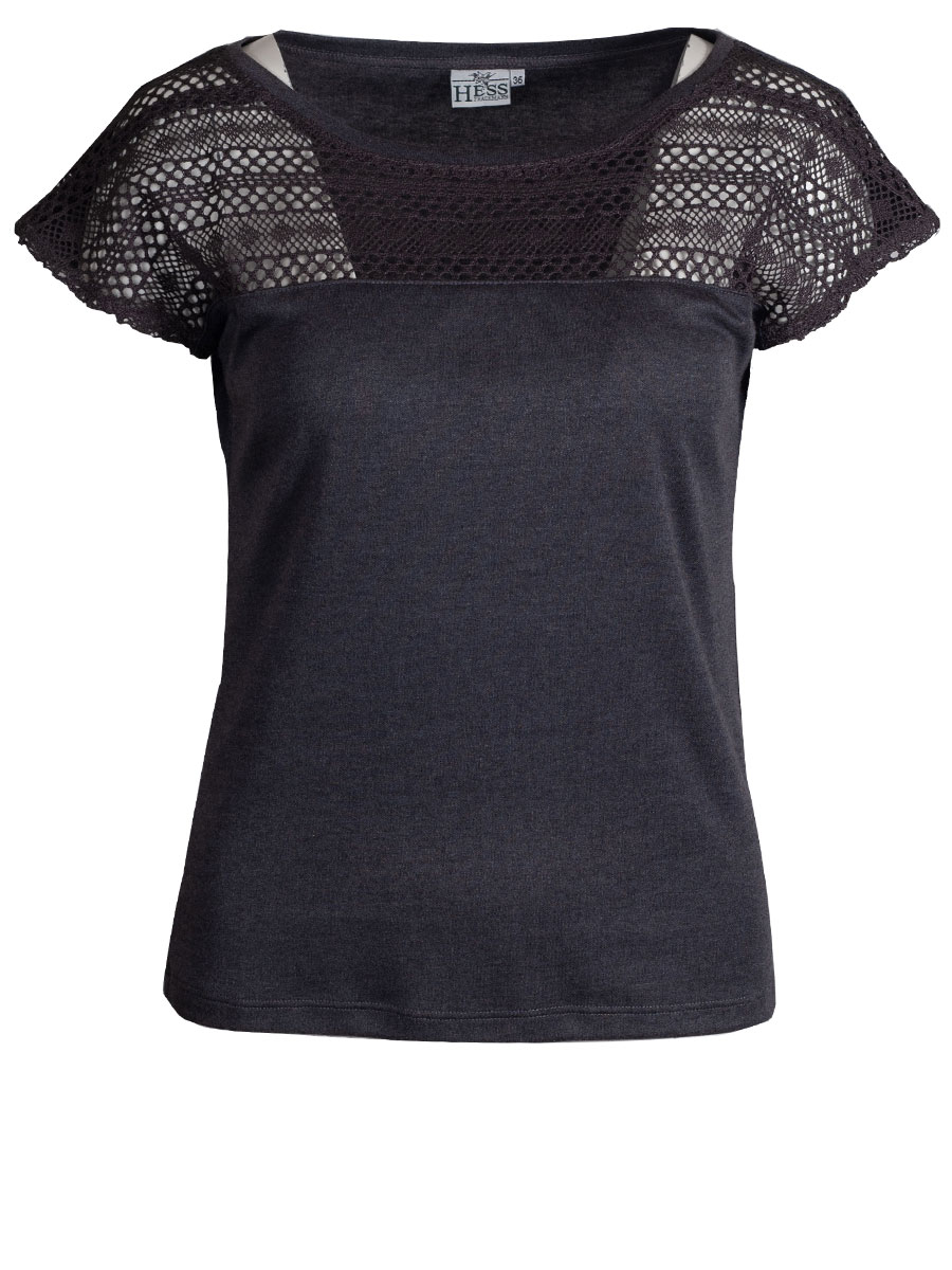 Berwin & Wolff T-Shirt, grau, mit Spitzeneinsatz #1