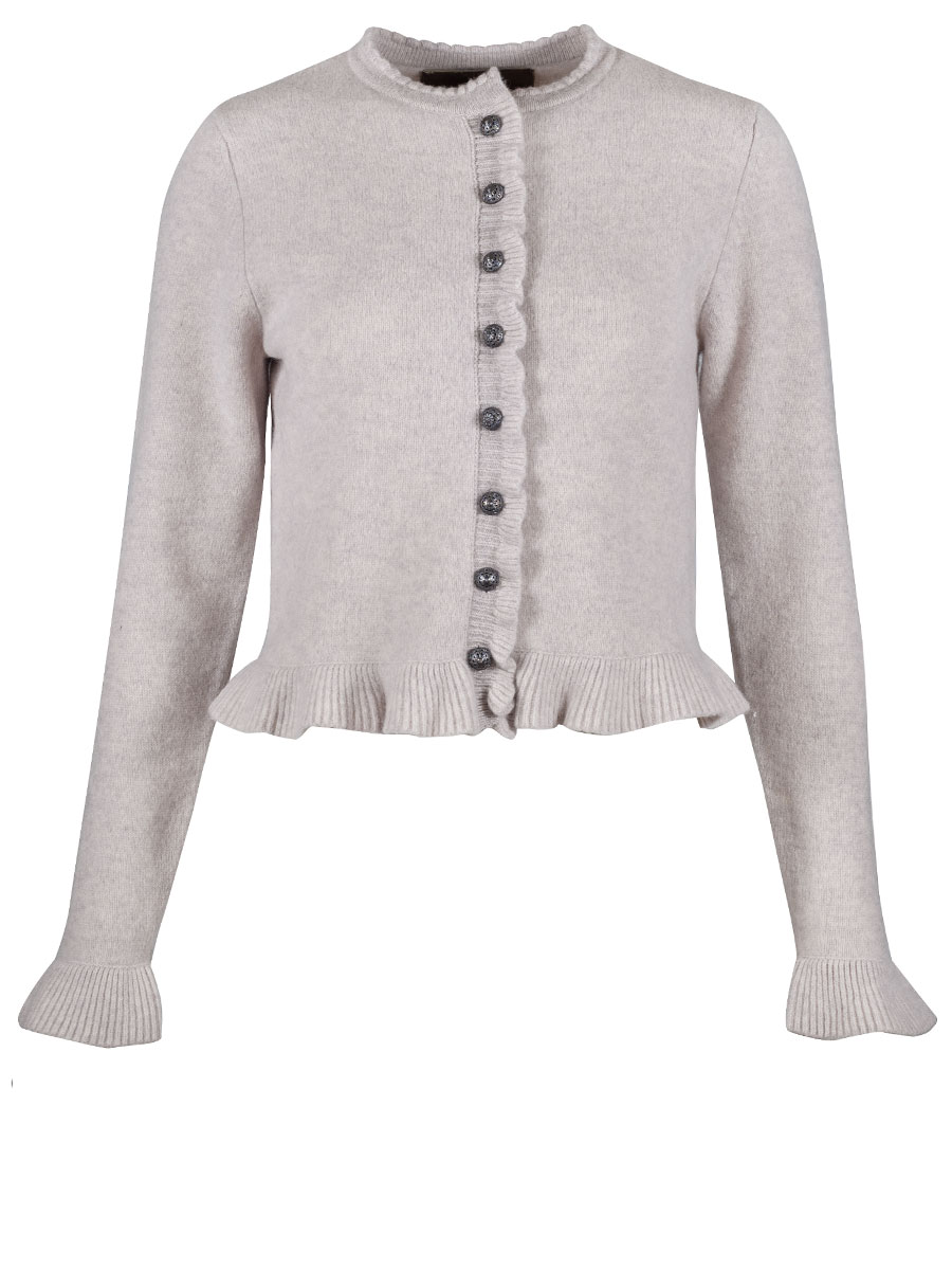 fei scho schee Strickjacke, barley, Rüschenbund #1
