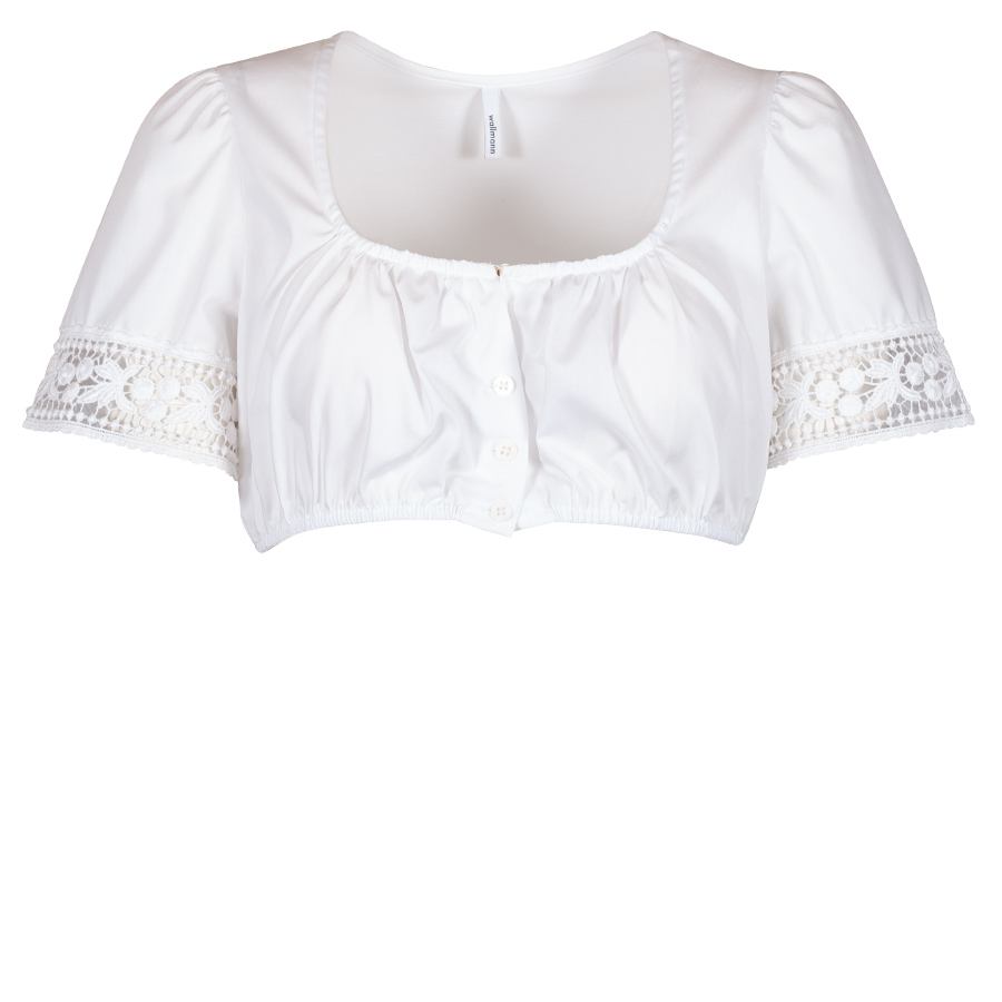 Wallmann Dirndlbluse Fiora, weiß, Kurzarm, Spitzenborte #1