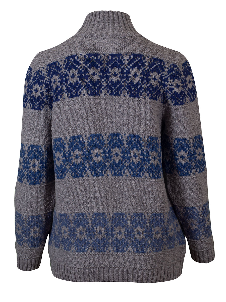 Huber Hildegard Strickpullover grau, mit blauem Norweger-Muster #3
