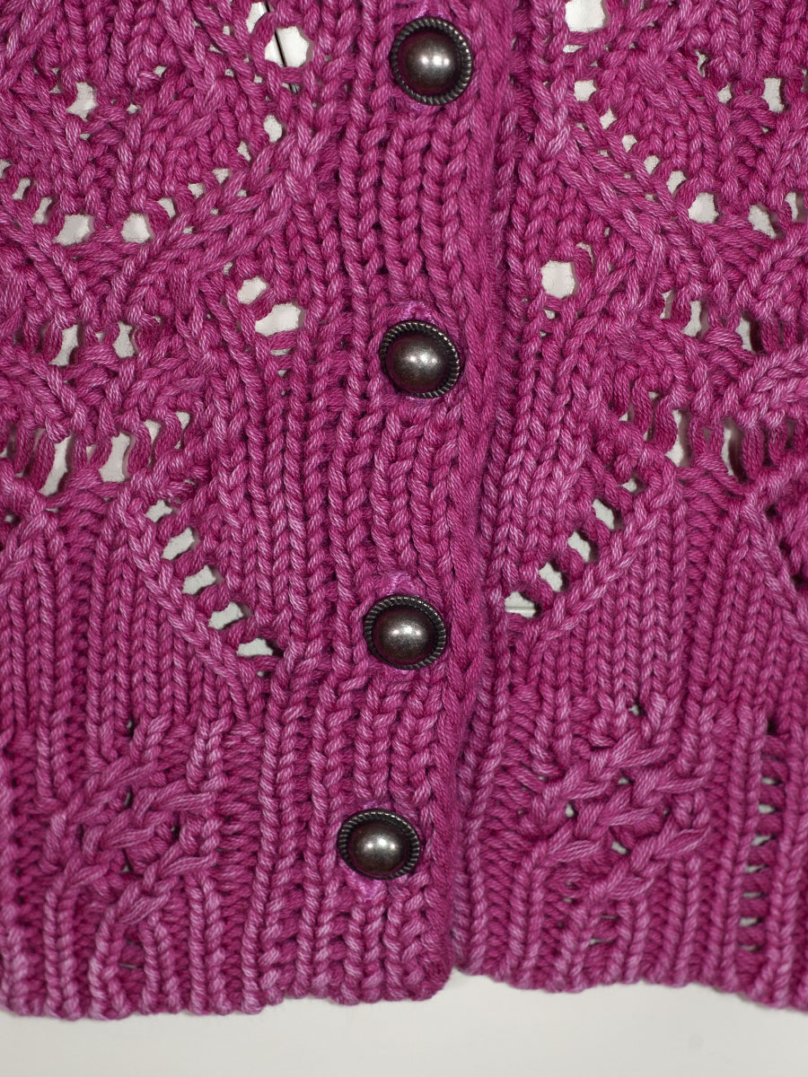 fei scho schee Strickjacke, pink, grobes Häkelmuster, kurz #4