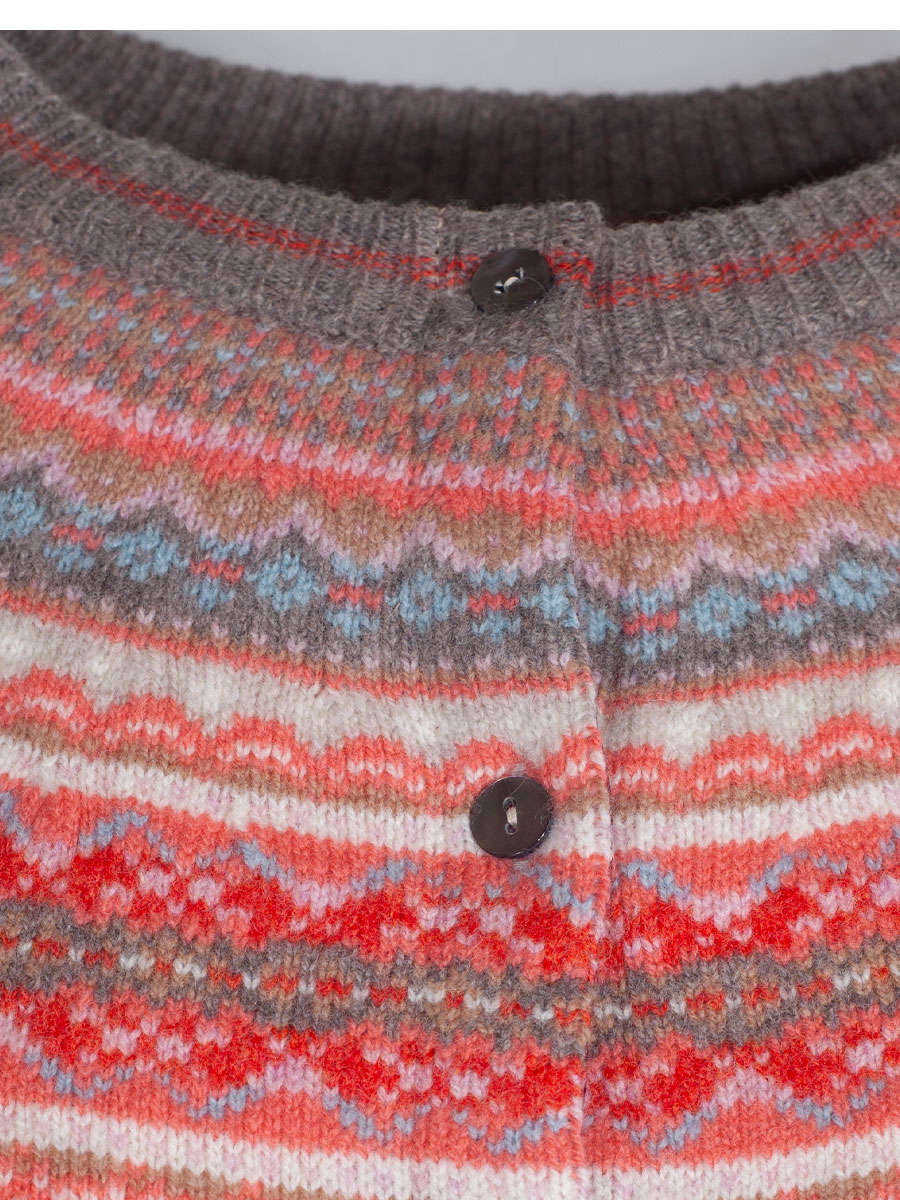 Eribè Knitwear Alpine Short Cardigan, Strickjacke, hibiskus, grau-rot #4