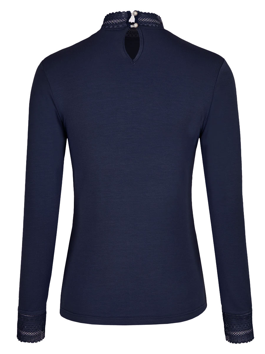 Feli und Hans Langarmshirt Parndorf, marine, Spitzenkragen, hochgeschlossen, Stretch #3