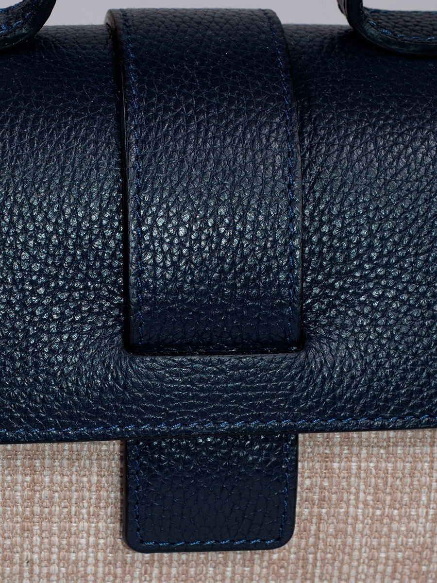 Steiner Luise Handtasche Basti, blau, geprägtes Leder/Leinen #5