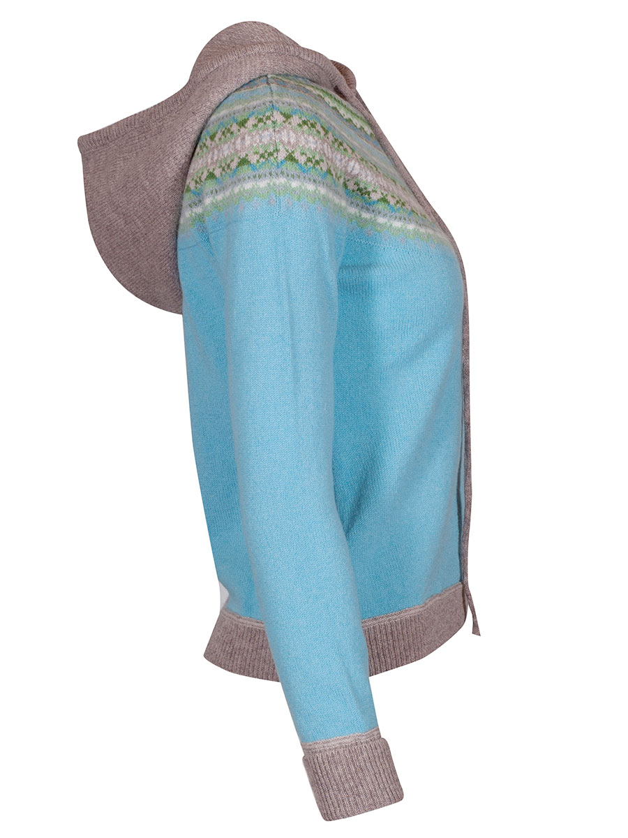 Eribè Knitwear Alpin Hoody, Zip Cardigan, Strickjacke, seaholy, hellblau, Kapuze #2