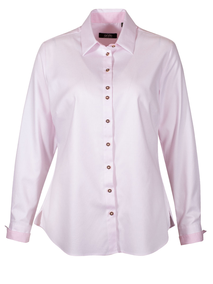 Arido Bluse Langarm, rosa, Hirschhornknöpfe #1