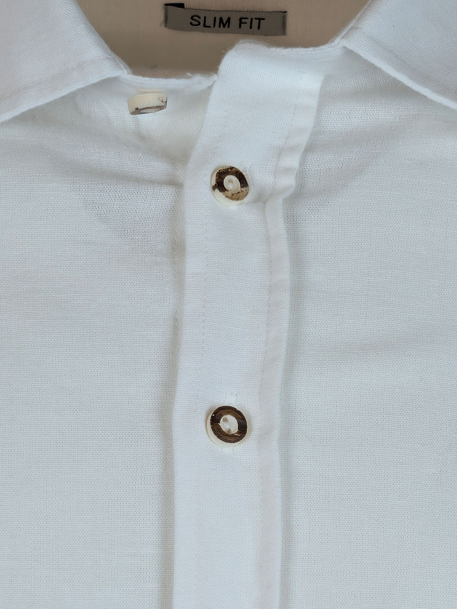 Hammerschmid Leinenhemd weiß, durchgeknöpft, Liegekrage, Slim Fit #2