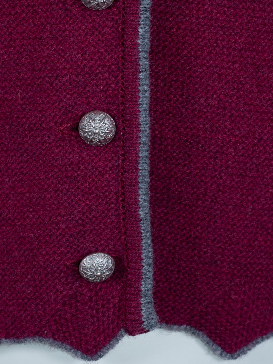 Huber Strickjacke, beere, Einfassung in grau, Zackenbund #4