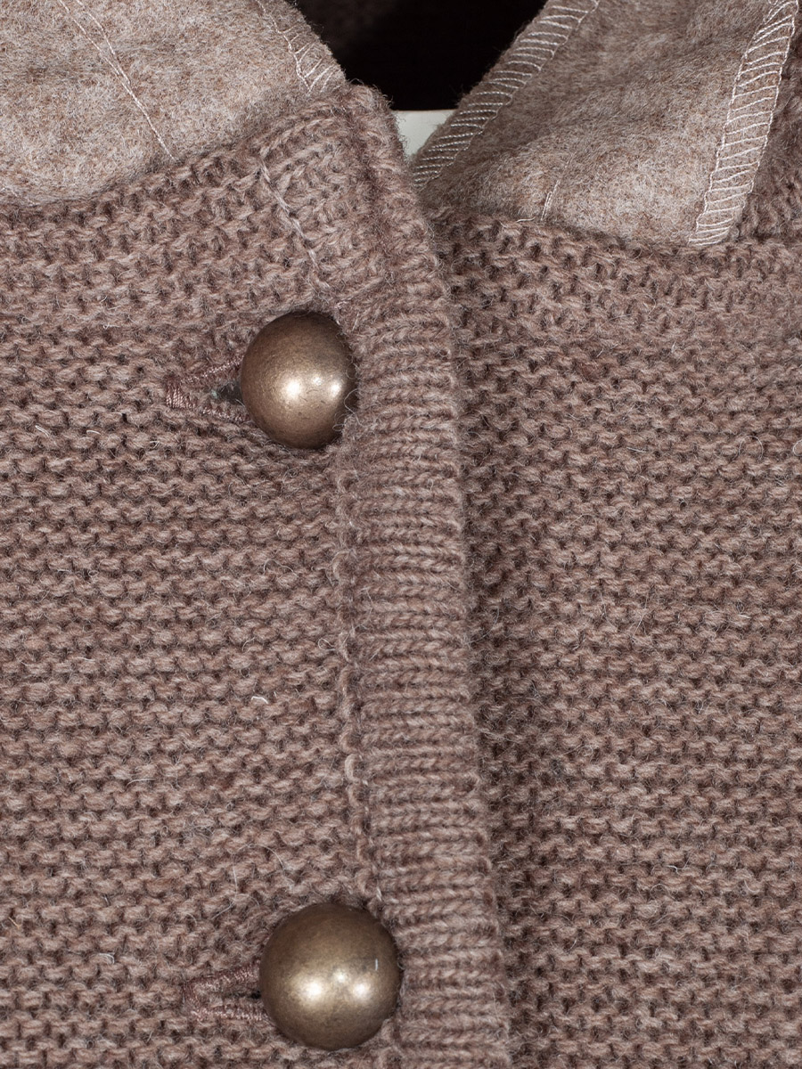 hausg'macht Kapuzen-Strickjacke Heike, rinde, Rüschenborte #3