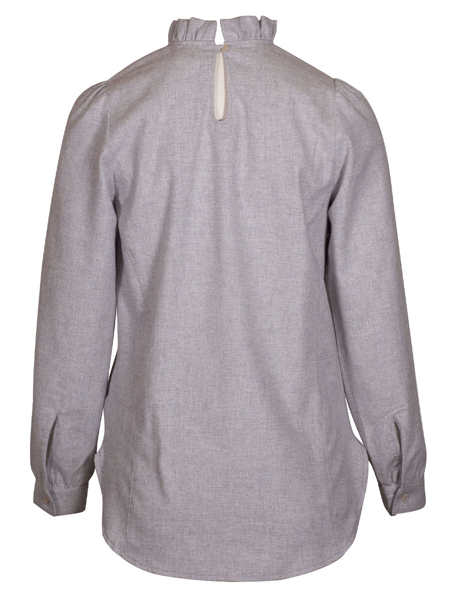 Hammerschmid Flanellbluse Hannelore, hellgrau, hochgeschlossen, Rüschenkragen #3