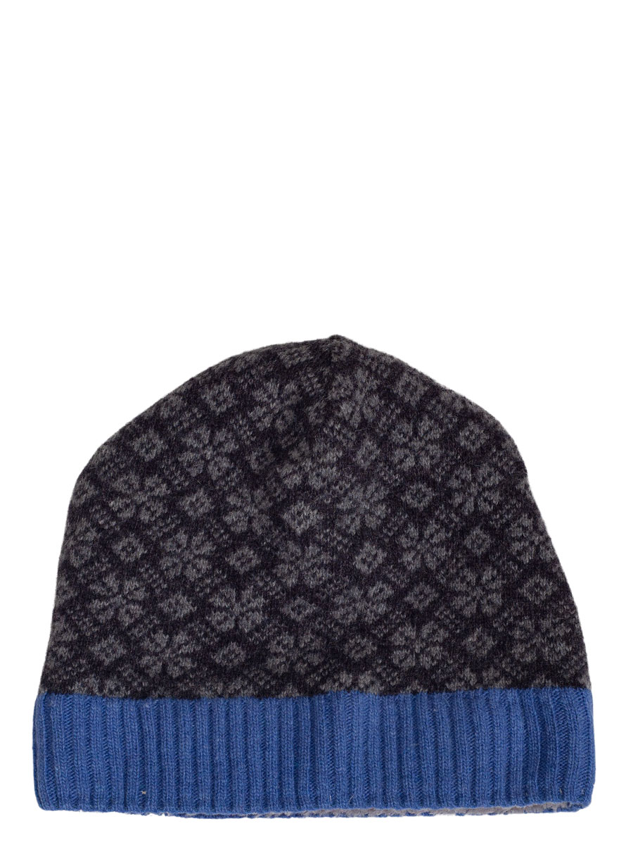 Huber Strickmütze Jill blau mit grau, innen Fleece #1