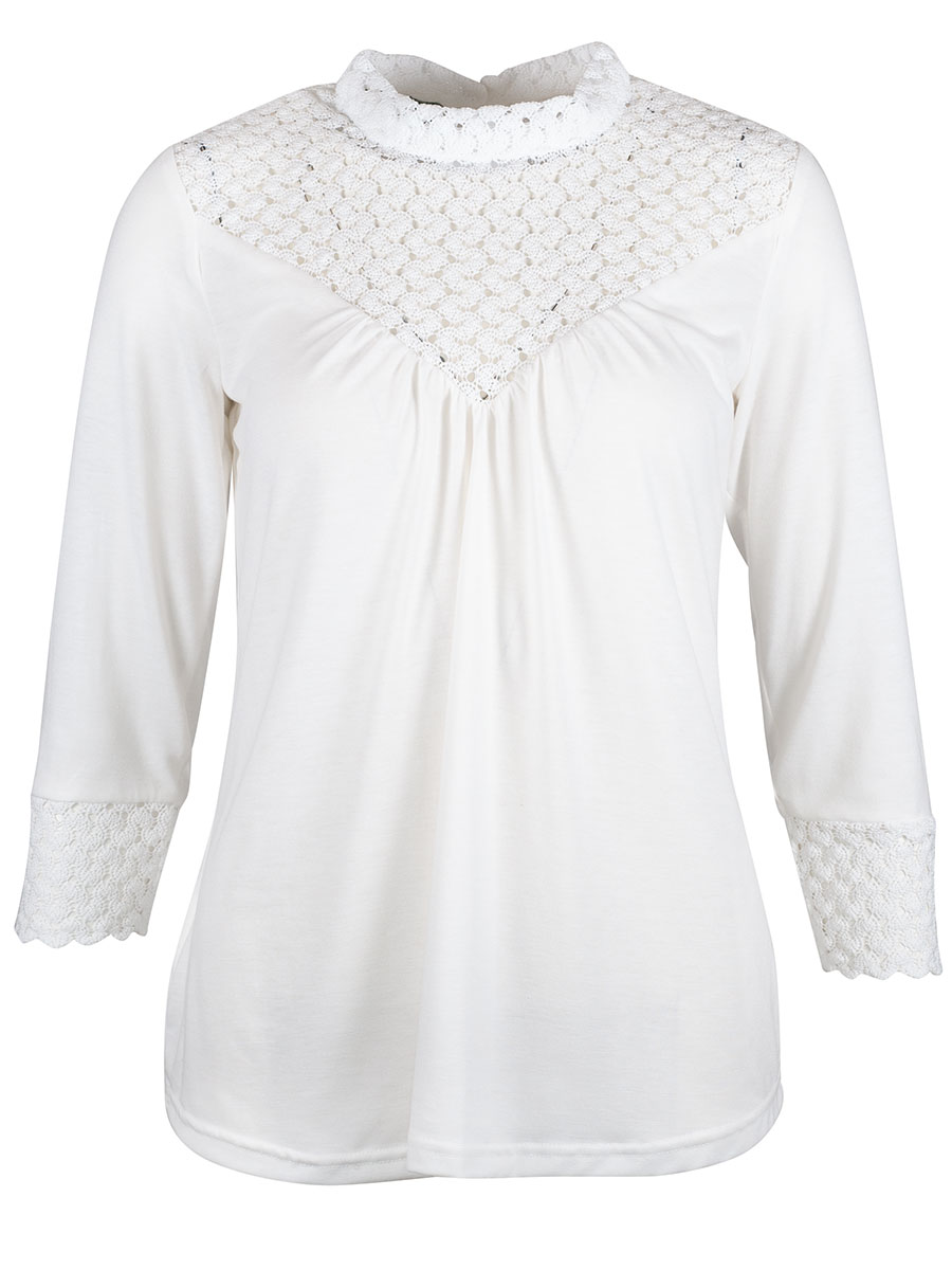 Country Line Damenshirt, creme, hochgeschlossen, Spitze #1