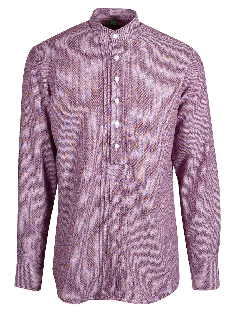 Orbis Trachtenhemd, Pfoad, mittelrot, meliert, Slim Fit, Stehkragen #1
