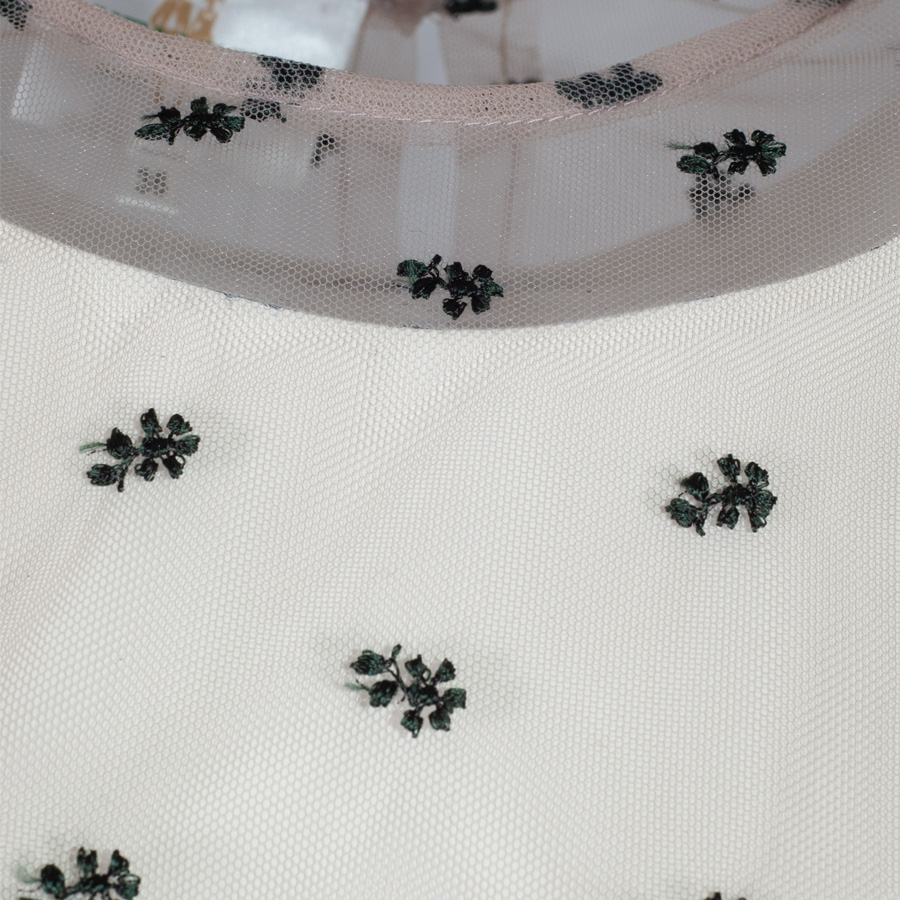 Wenger Dirndlbluse Colin Organza, transparent, Blümchenstick tanne #3