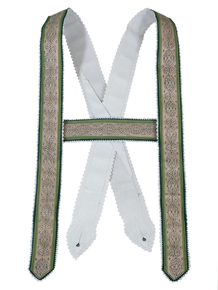 Träger Handdruck in beige-oliv, 4cm breit, mit Zacken #1