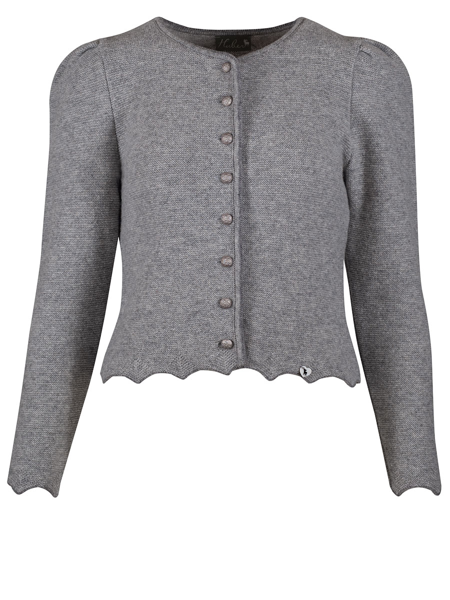 Huber Strickjacke Polli, silber, Einfassung in dunkelgrau, Zackenbund #1