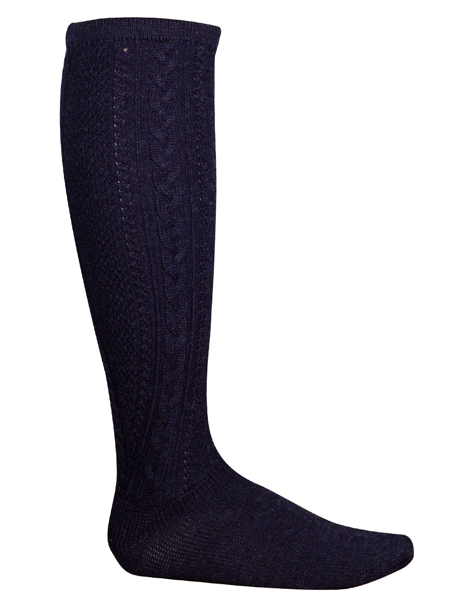 Gottseidank Kniestrumpf Loisach, carbonblau, Zopfmuster #1