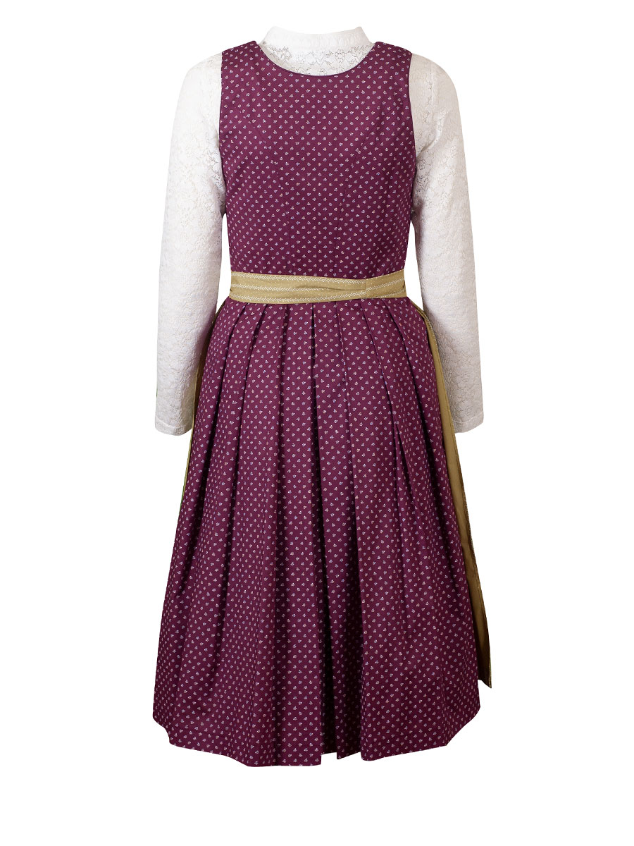 Wenger Herlinde Baumwolldirndl, weinrot-oliv, Stretch, 70cm #3