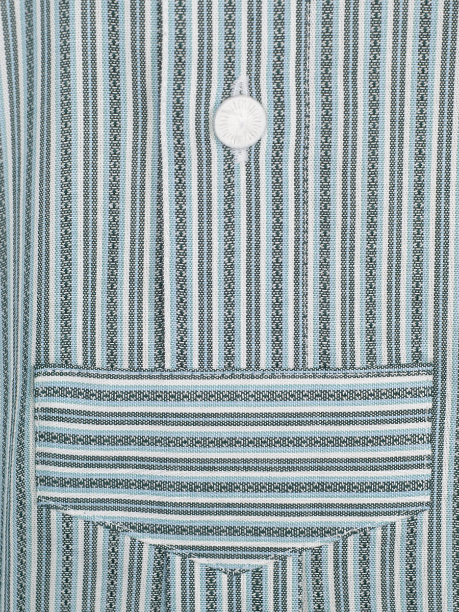 Arzberger Herrenhemd, petrol, gestreift, Stehkragen, Pfoad, Slim #4
