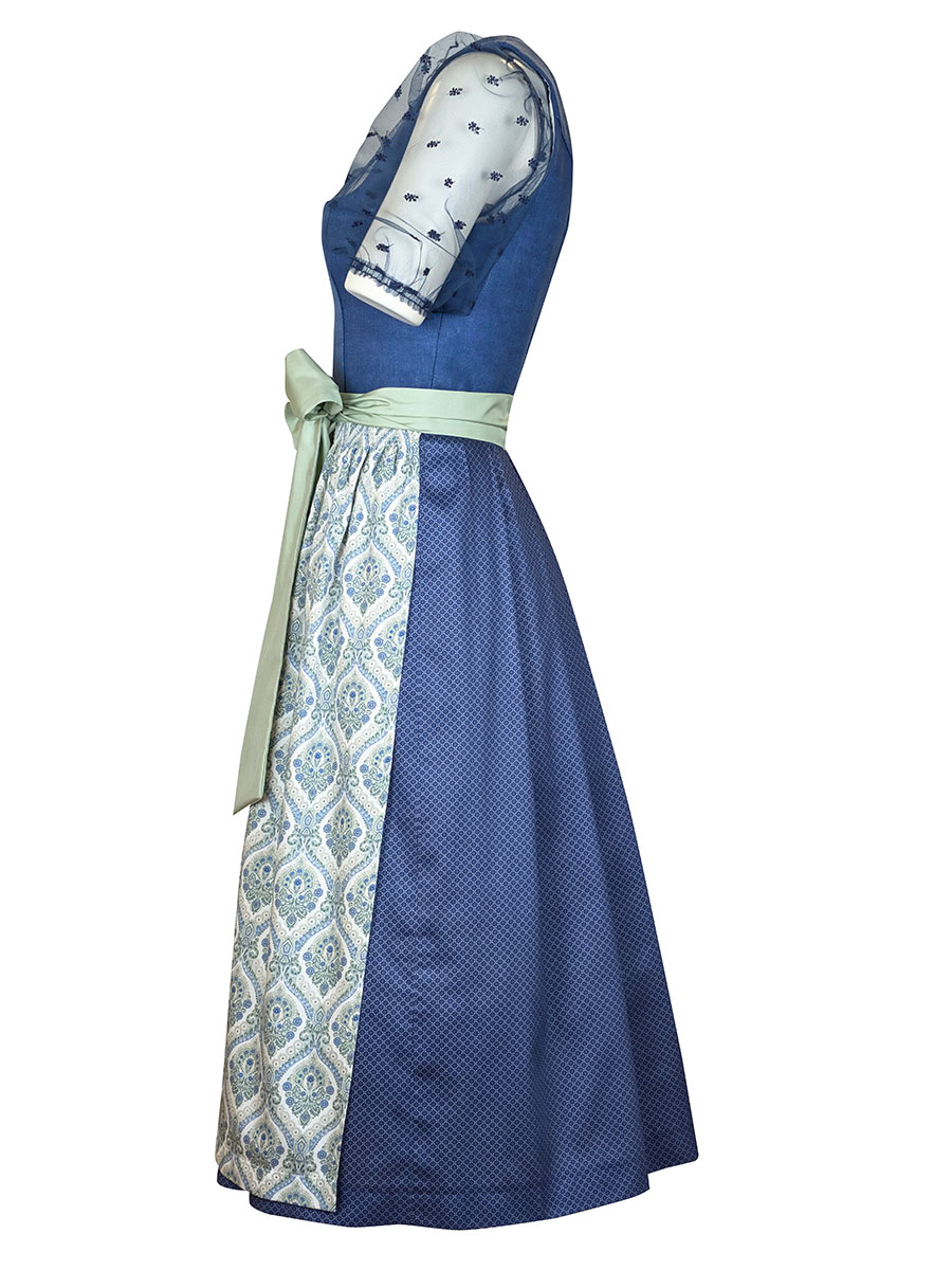 Wenger Dirndl Kimberley, stahlblau, Leinen, 80cm #2