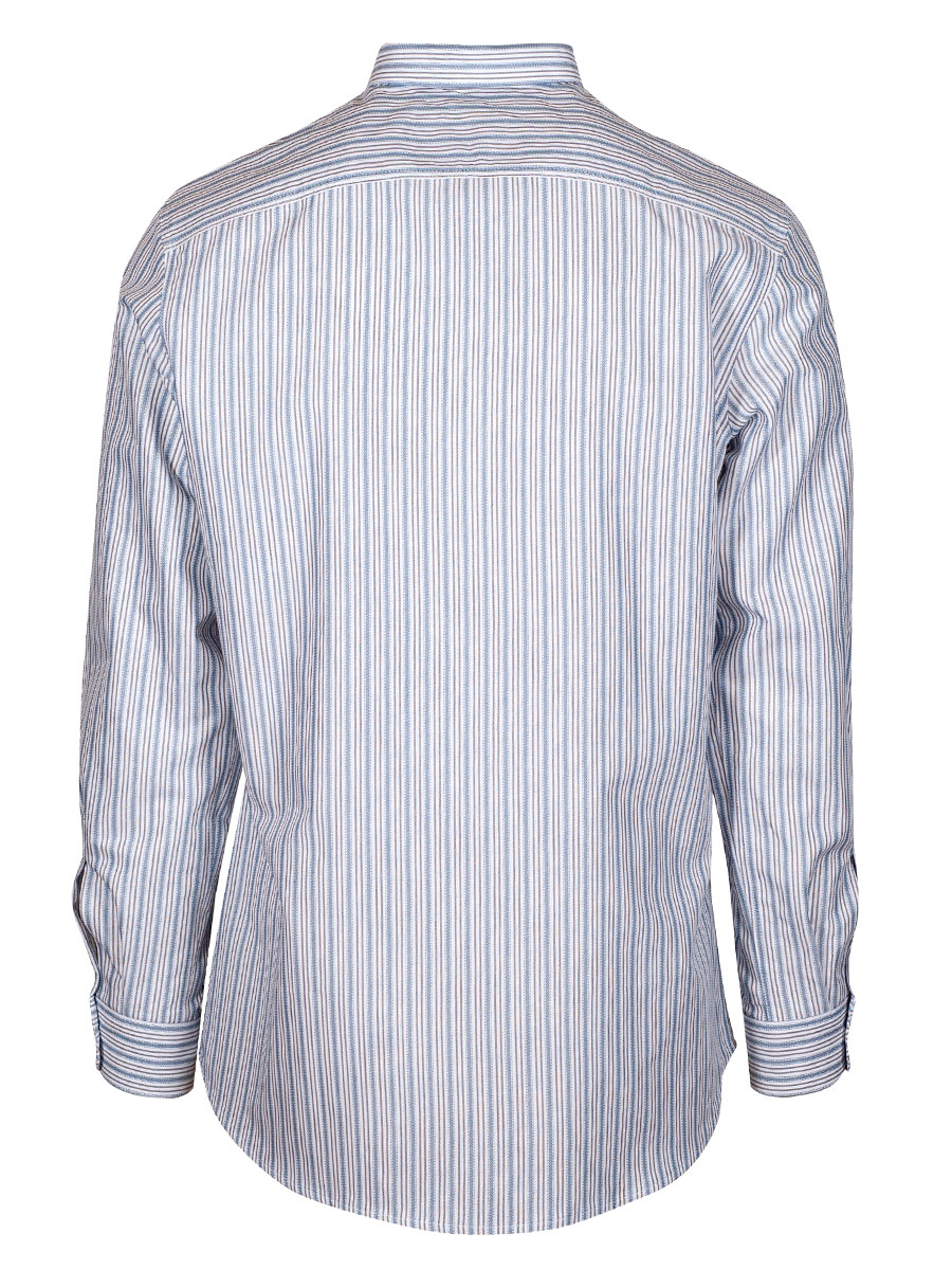 Arzberger Herrenhemd, blau-grau, gestreift, Liegekragen, Pfoad, Slim Line #3
