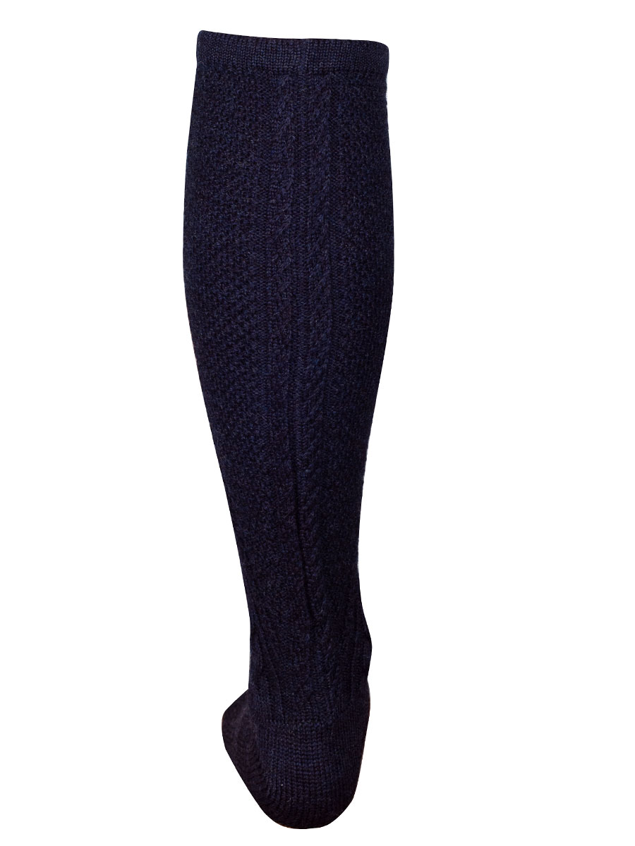 Gottseidank Kniestrumpf Loisach, carbonblau, Zopfmuster #2