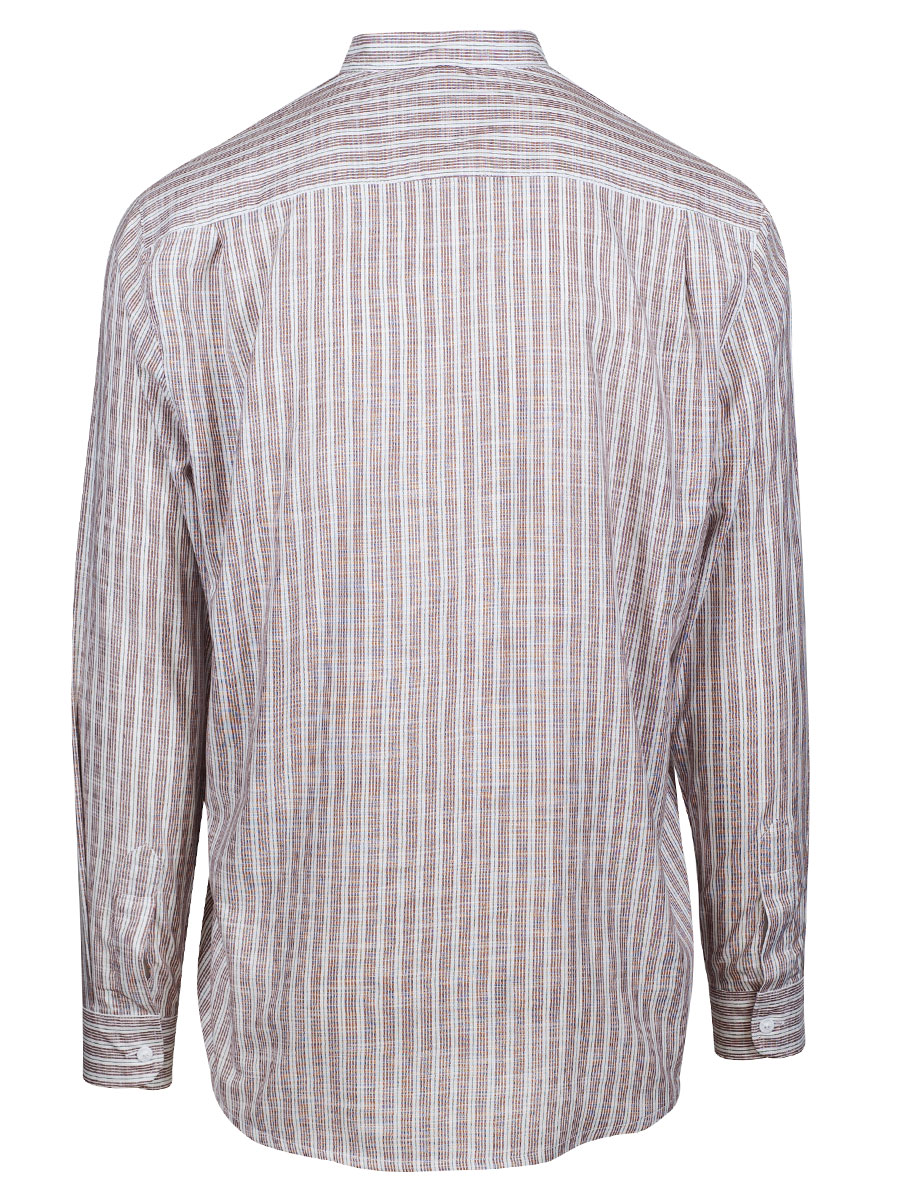 Orbis Trachtenhemd mittelbeige, gestreift, Stehkragen, Pfoad #3